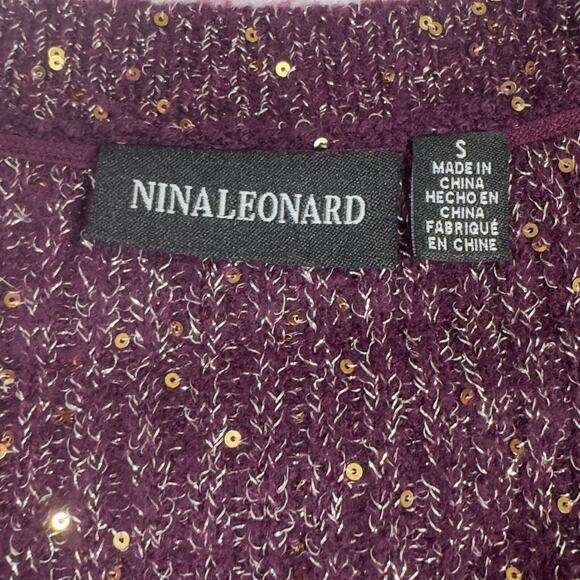Nina Leonard Sparkly Sequin Sweater Dress Purple Women's Size Small - Picture 8 of 8